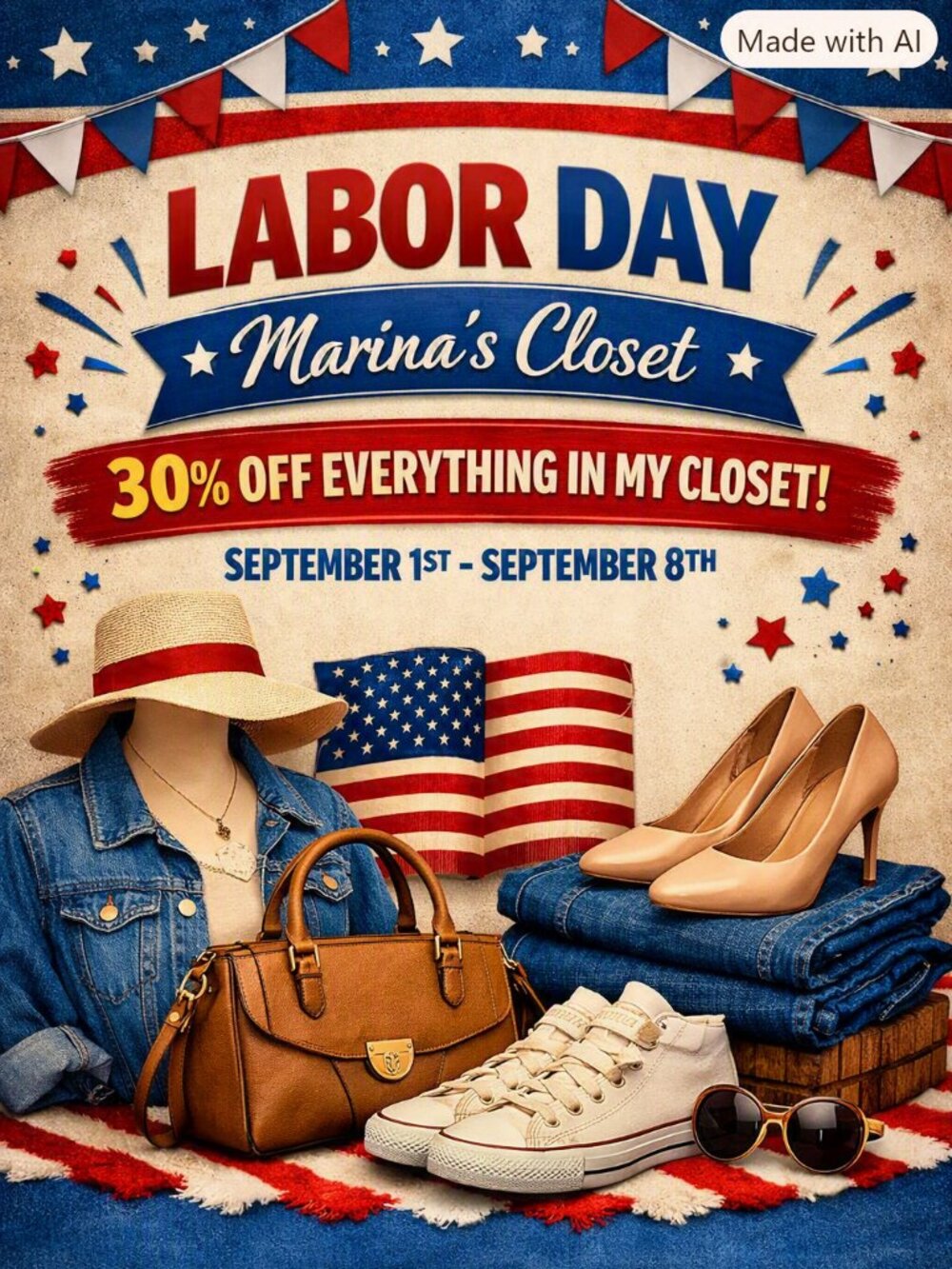 LABOR DAY SALE • 30% OFF ENTIRE CLOSET • Sept 1–8